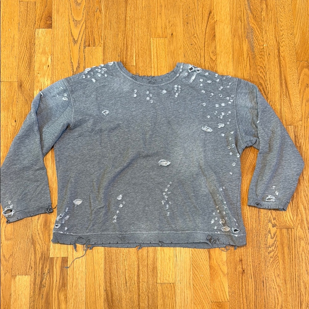 RtA Gray Distressed Women’s Crewneck Shirt Size L